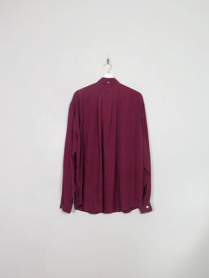Men's Vintage Burgundy  Silk Shirt L