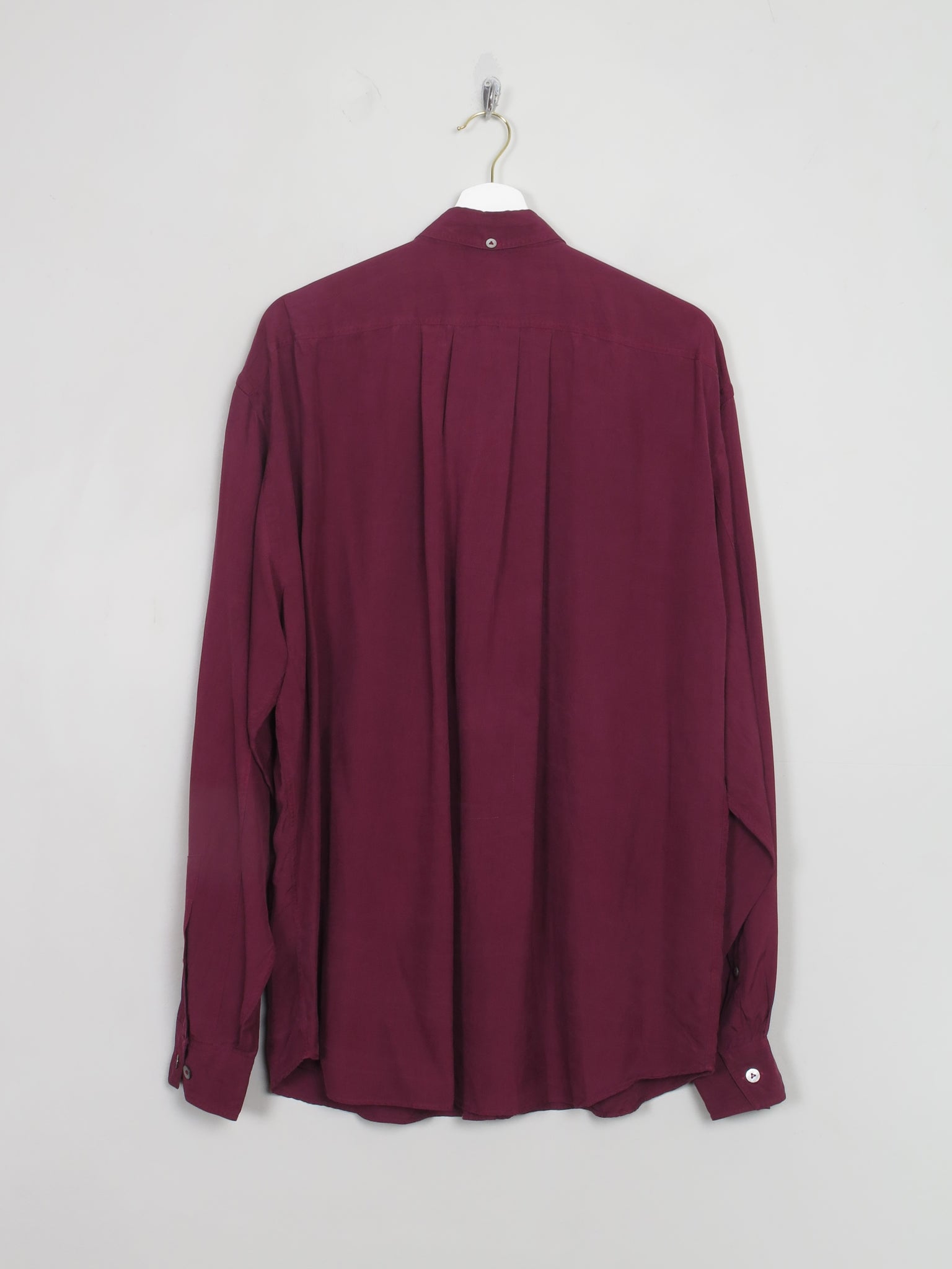 Men's Vintage Burgundy  Silk Shirt L