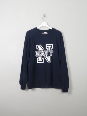 Men's Vintage Navy Sweatshirt L - The Harlequin