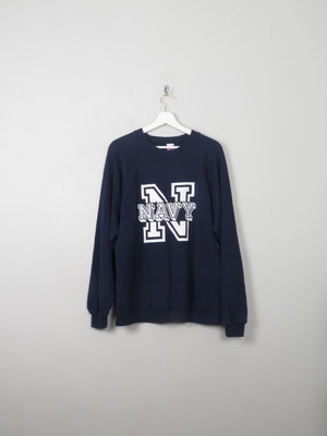 Men's Vintage Navy Sweatshirt L - The Harlequin