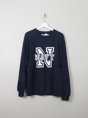 Men's Vintage Navy Sweatshirt L - The Harlequin