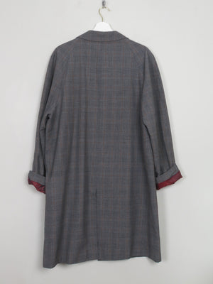 Men's Trench Style Grey Check Overcoat L