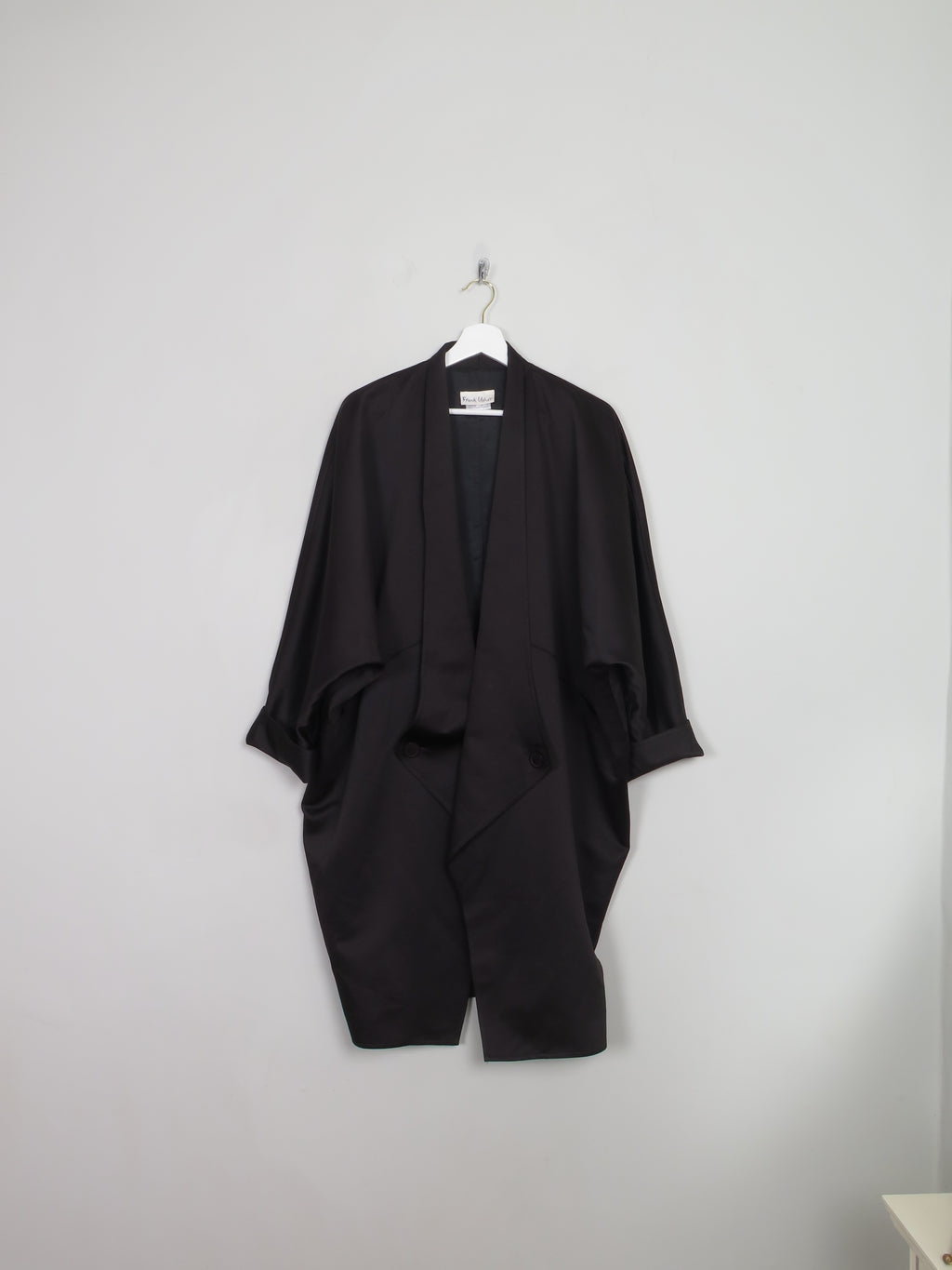Vintage Black Frank Usher Satin Duster Coat M/L
