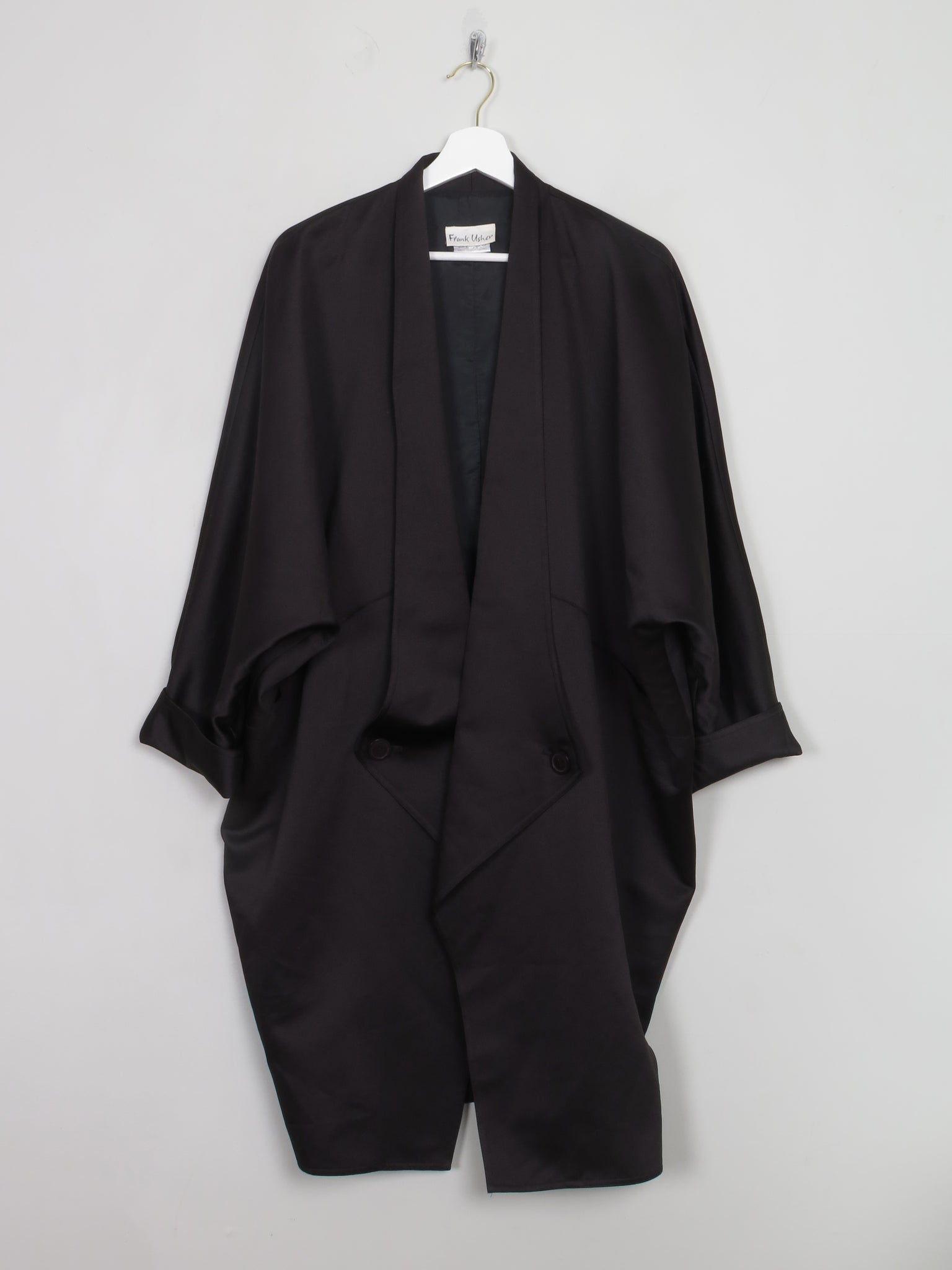 Vintage Black Frank Usher Satin Duster Coat M/L