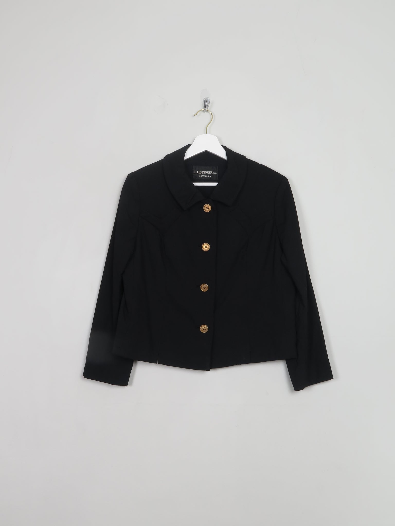 Vintage Women's Black Wool 1960s Jacket M