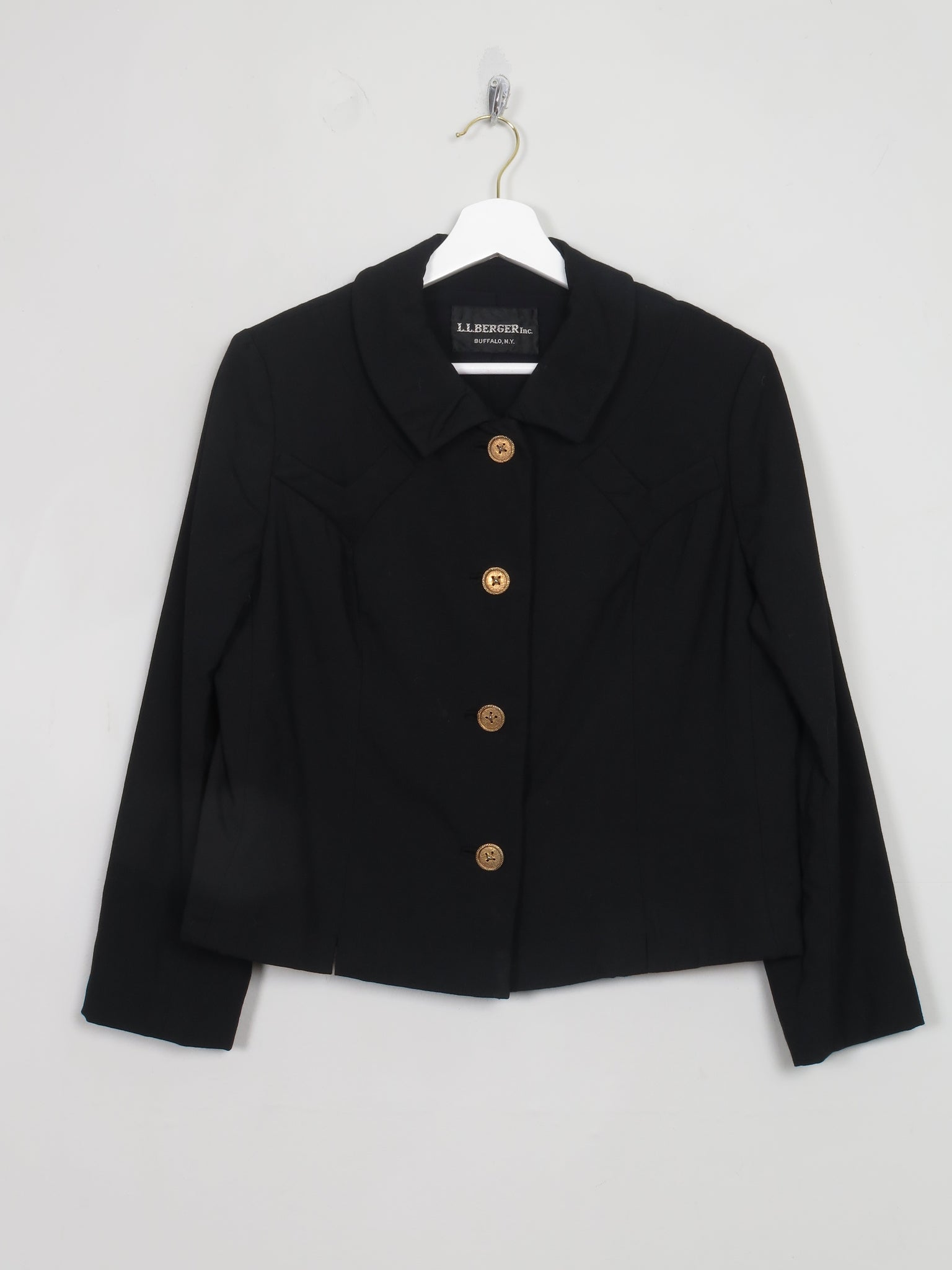 Vintage Women's Black Wool 1960s Jacket M