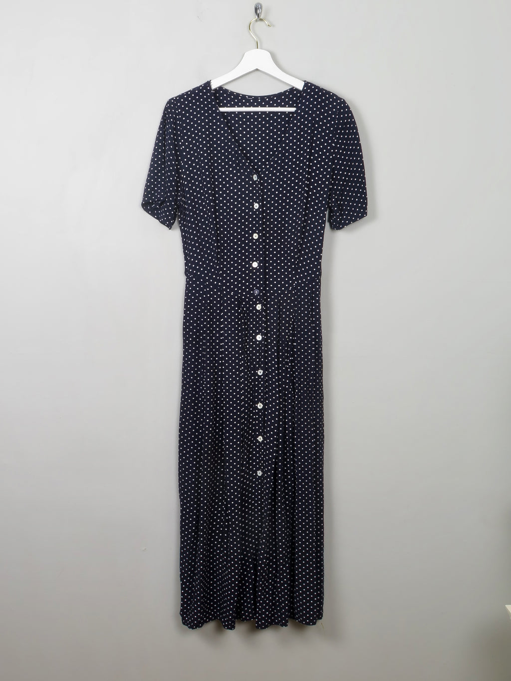 Vintage Navy Polka Dot Dress S - The Harlequin