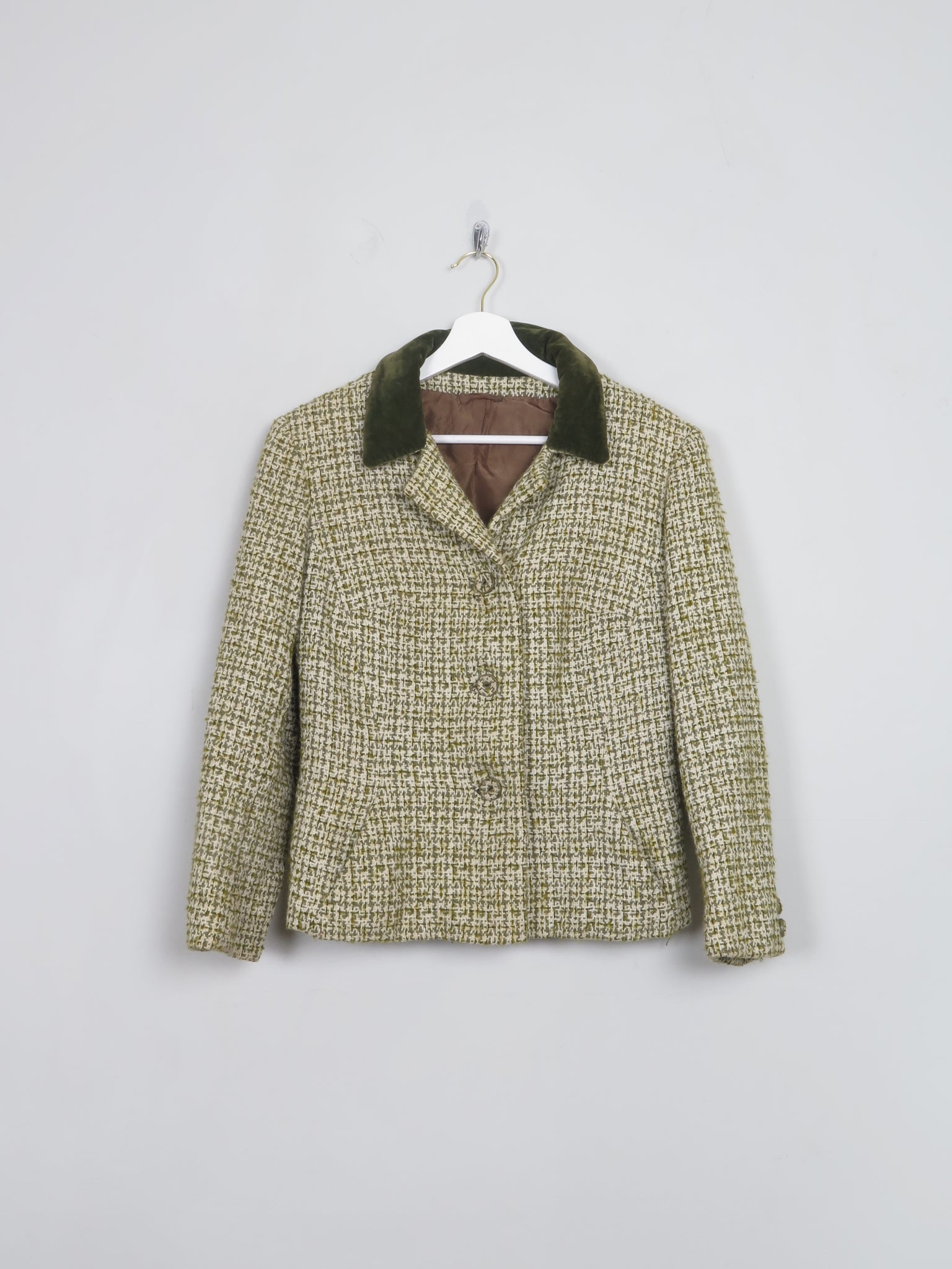 Women's Vintage Green Tweed Jacket S