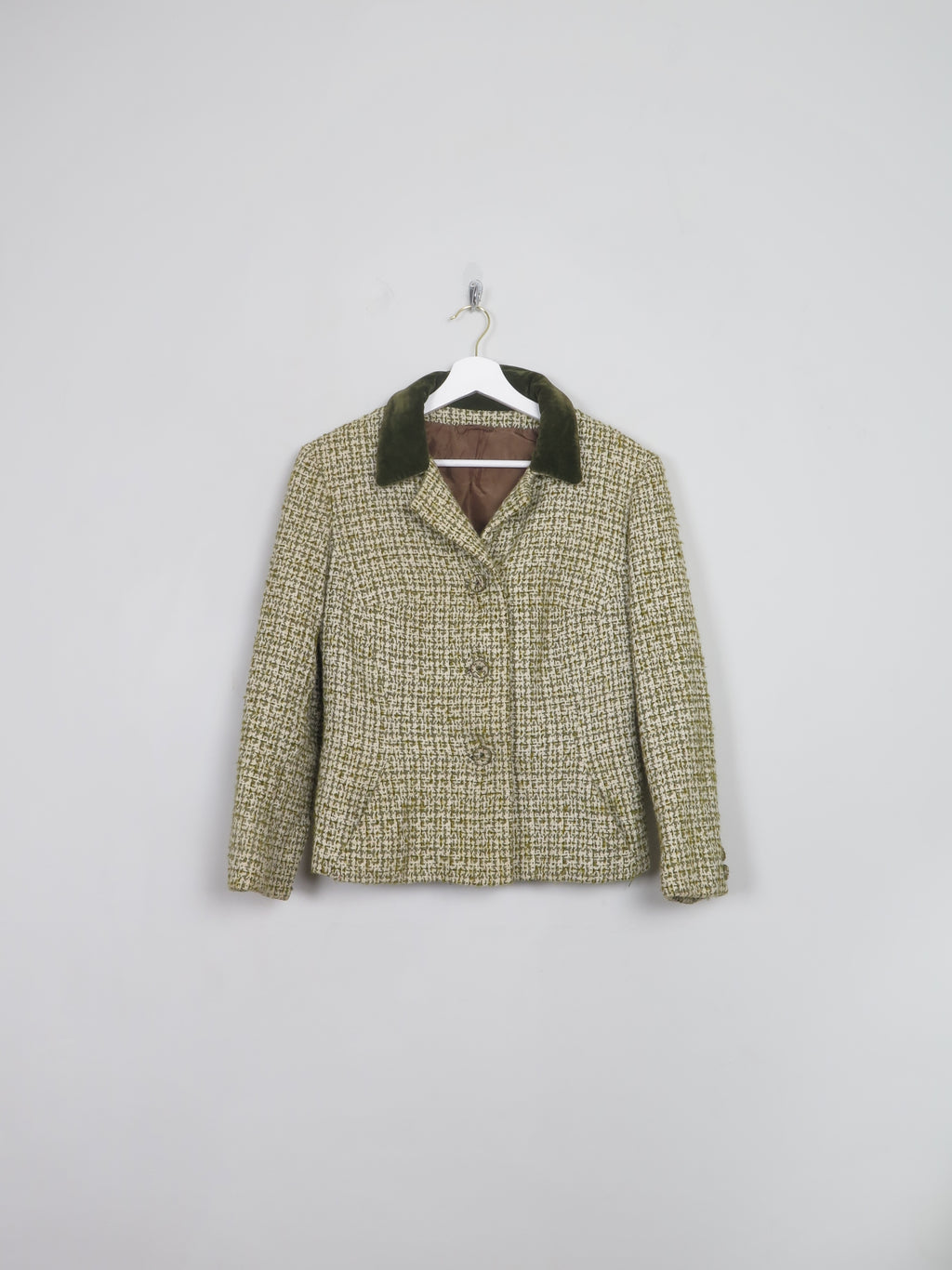 Women's Vintage Green Tweed Jacket S