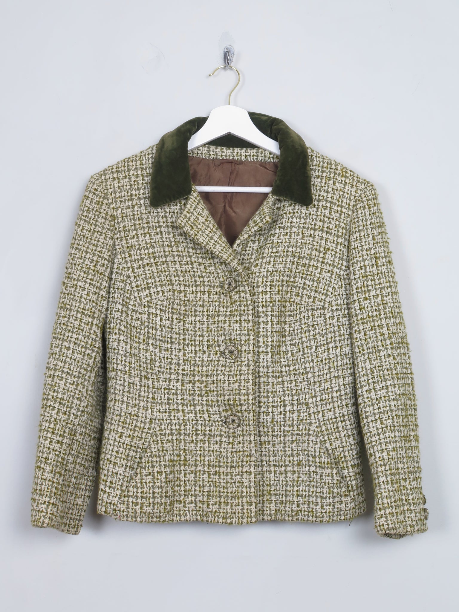 Women's Vintage Green Tweed Jacket S