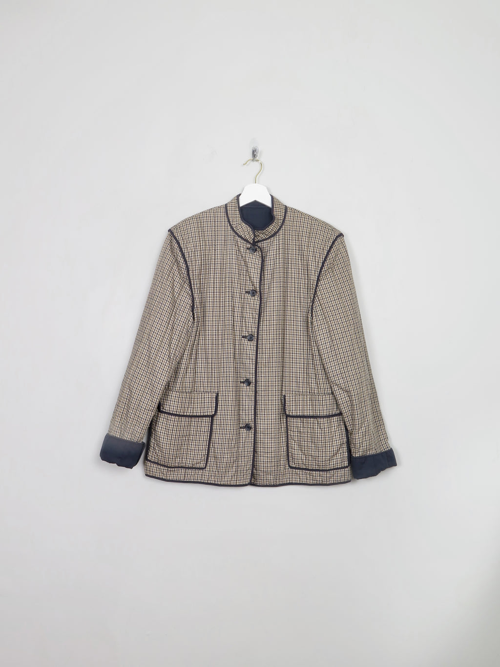 Women's Vintage Aquascutum Printed Check Quilted Jacket L