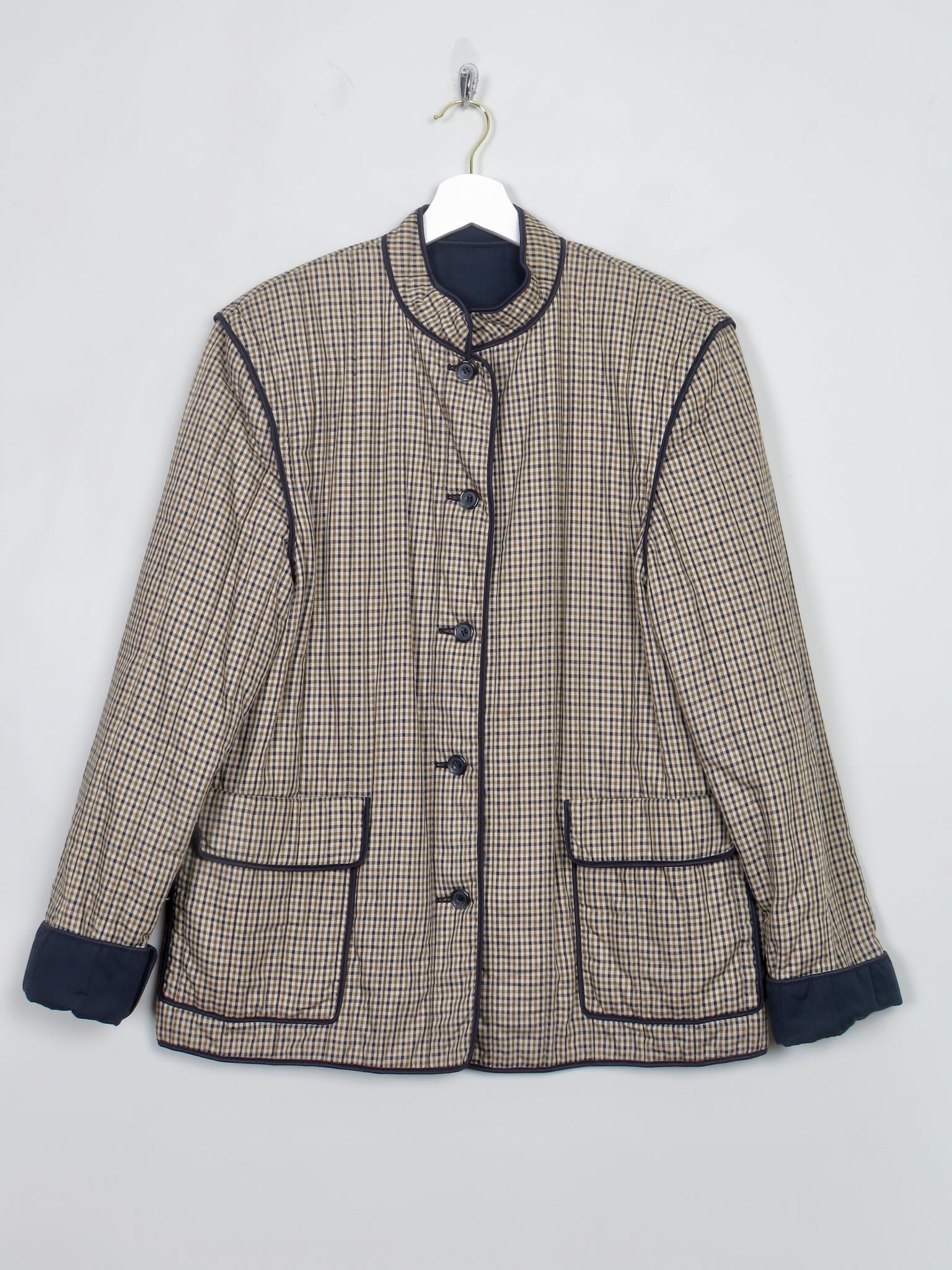 Women's Vintage Aquascutum Printed Check Quilted Jacket L