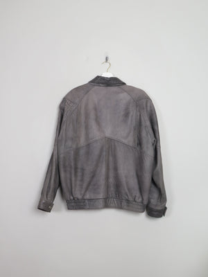 Men's Vintage Grey Leather Bomber Jacket L