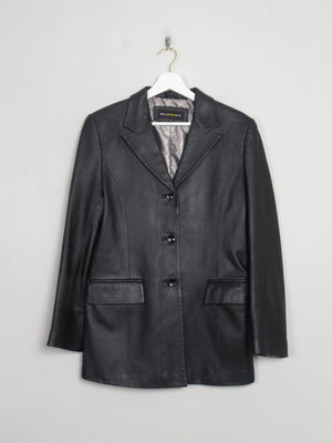 Women's Vintage Black Leather Blazer S