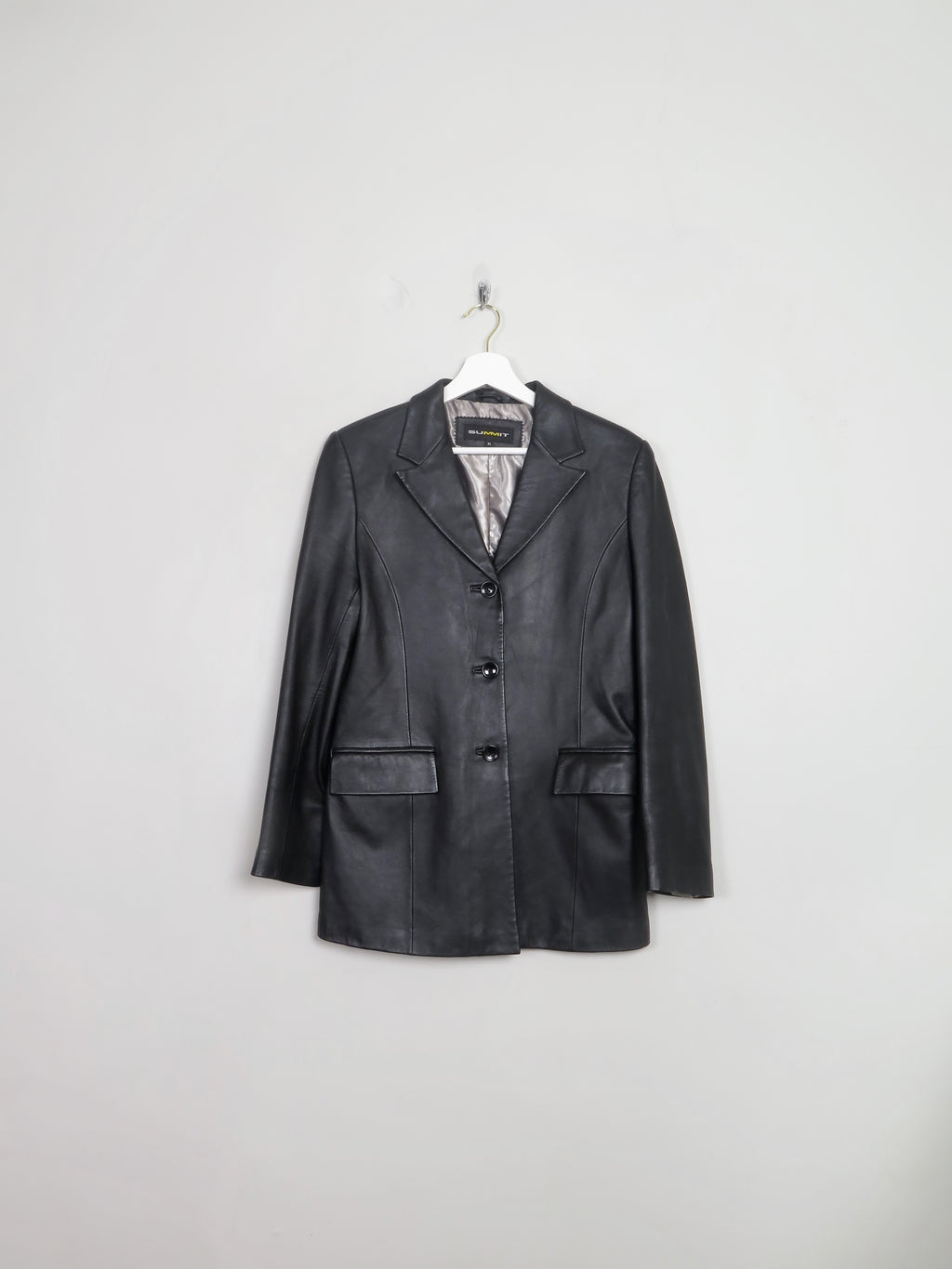 Women's Vintage Black Leather Blazer S