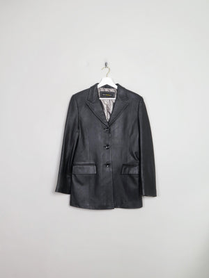 Women's Vintage Black Leather Blazer S