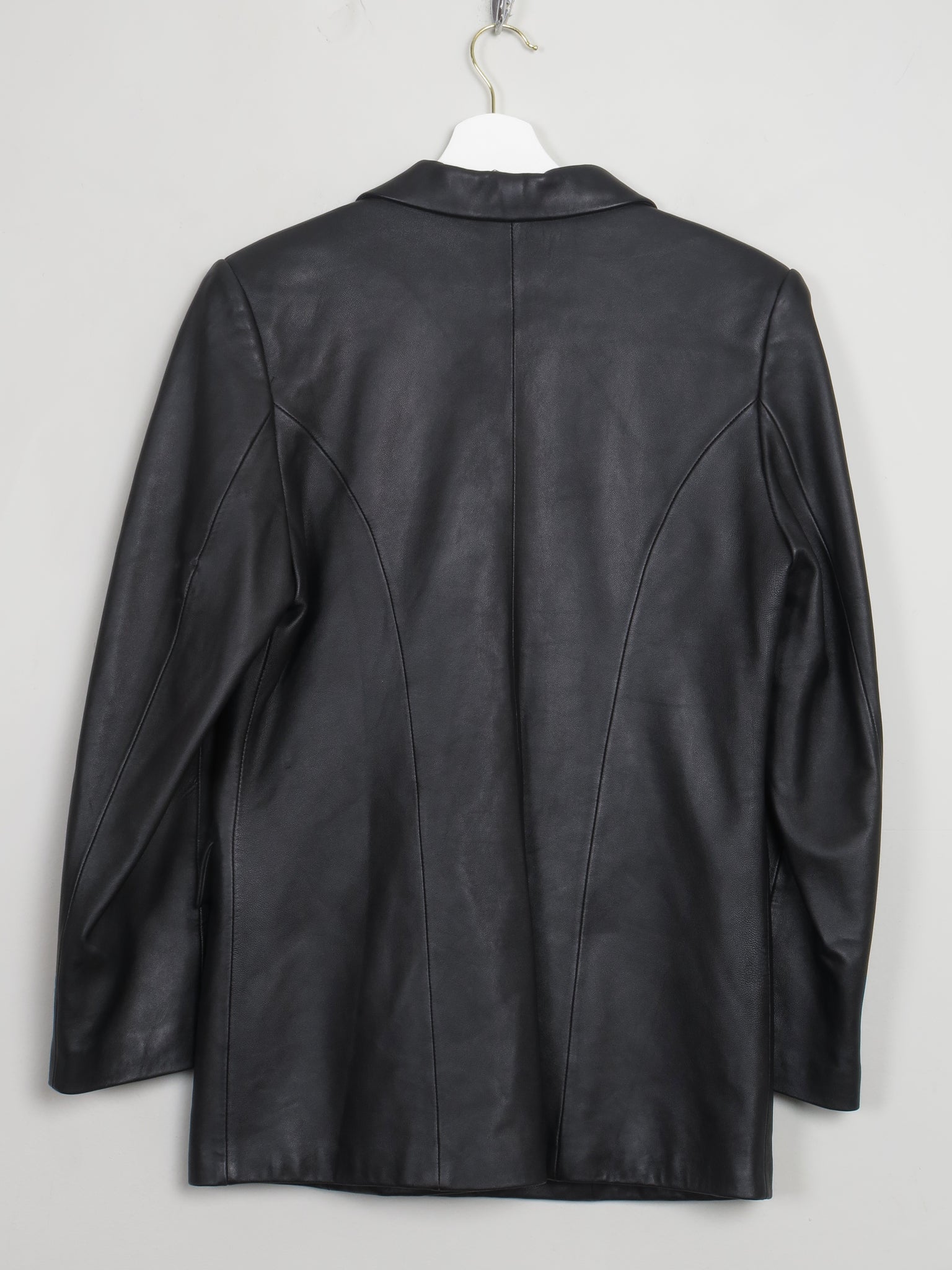Women's Vintage Black Leather Blazer S