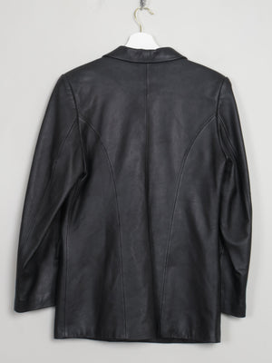 Women's Vintage Black Leather Blazer S