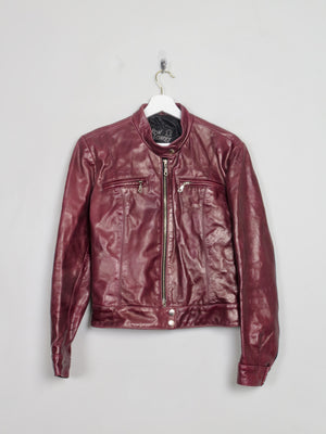 Women's Vintage Burgundy  Leather Biker Jacket S