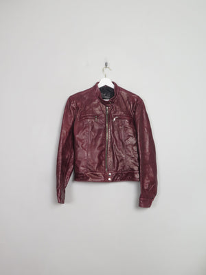 Women's Vintage Burgundy  Leather Biker Jacket S