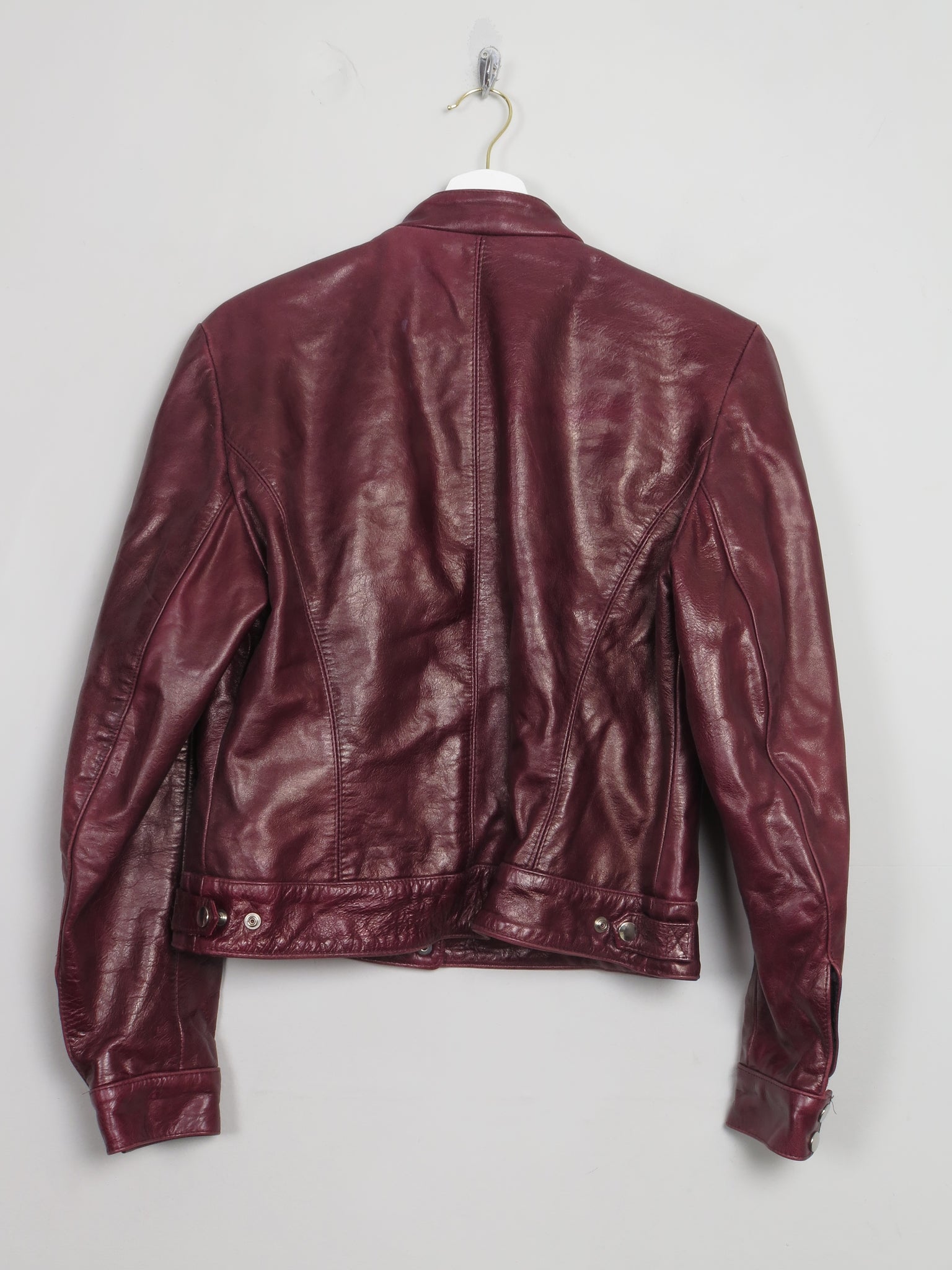 Women's Vintage Burgundy  Leather Biker Jacket S