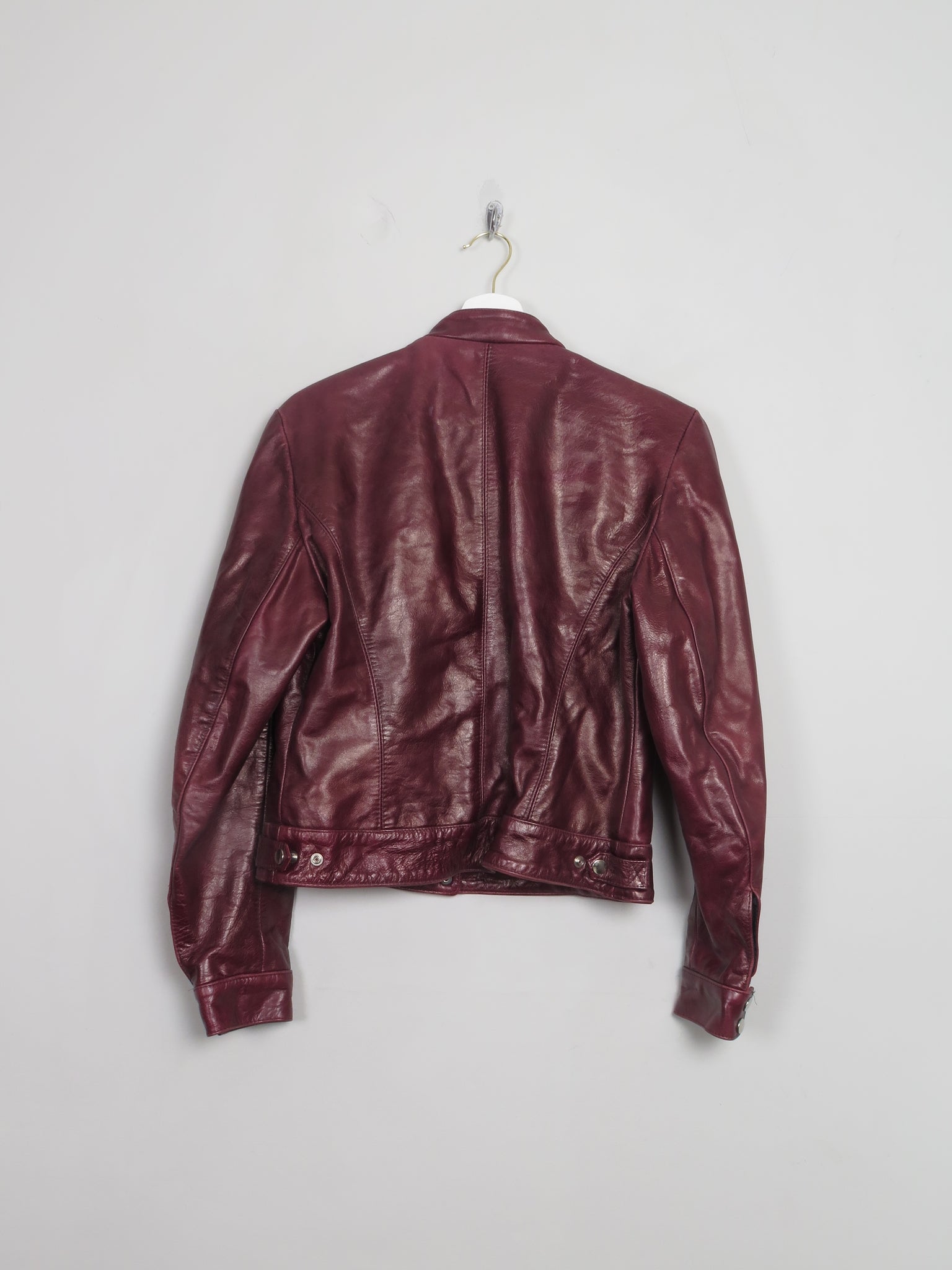 Women's Vintage Burgundy  Leather Biker Jacket S