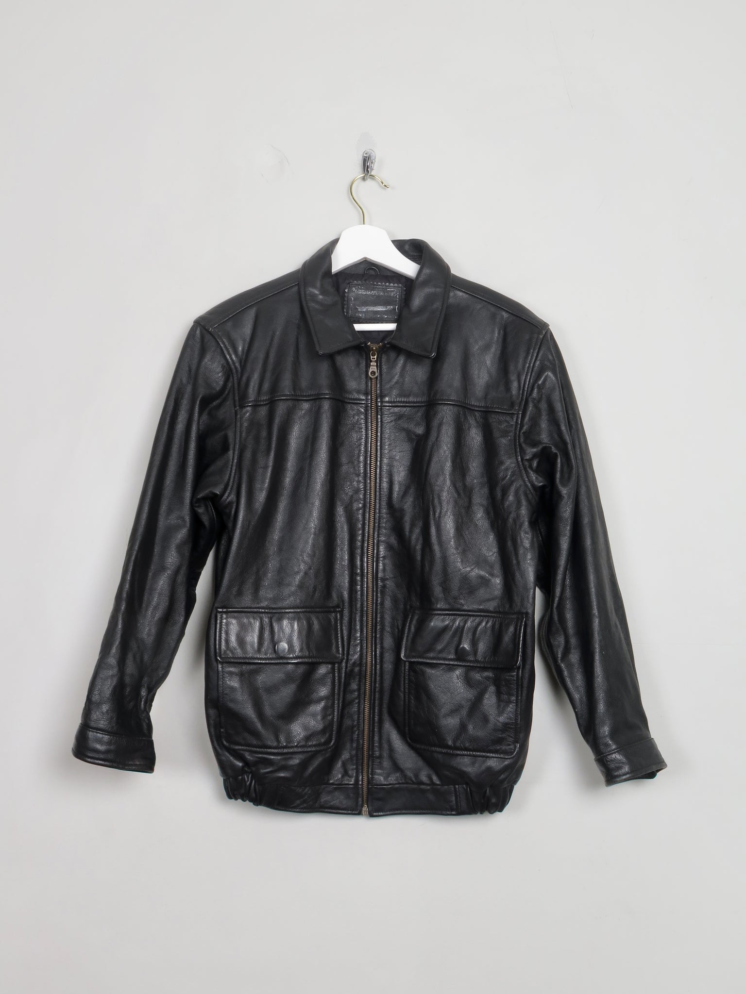 Women's Vintage Black Leather Jacket S
