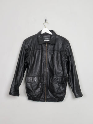 Women's Vintage Black Leather Jacket S
