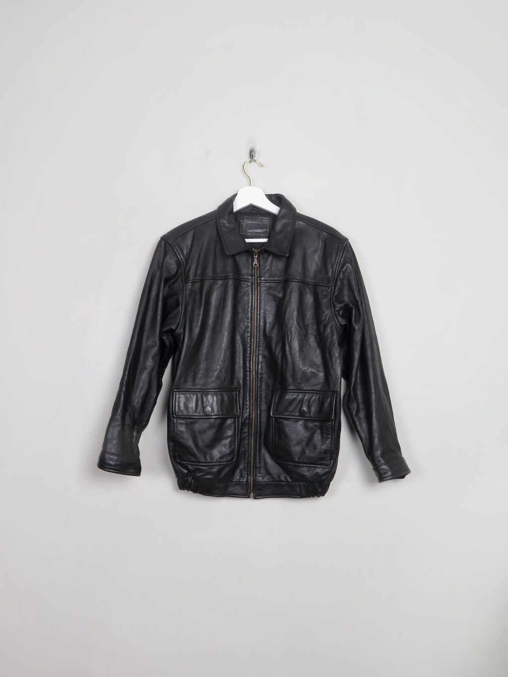 Women's Vintage Black Leather Jacket S