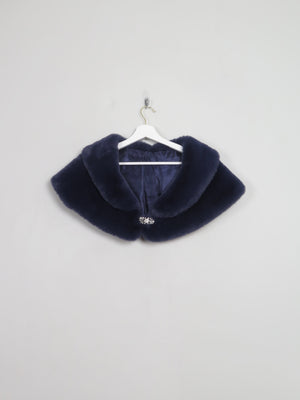 Women's Blue Faux Fur Cape