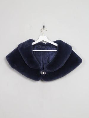 Women's Blue Faux Fur Cape