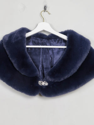 Women's Blue Faux Fur Cape