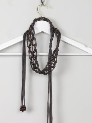 Women's Brown Vintage Leather Macrame  Belt - The Harlequin