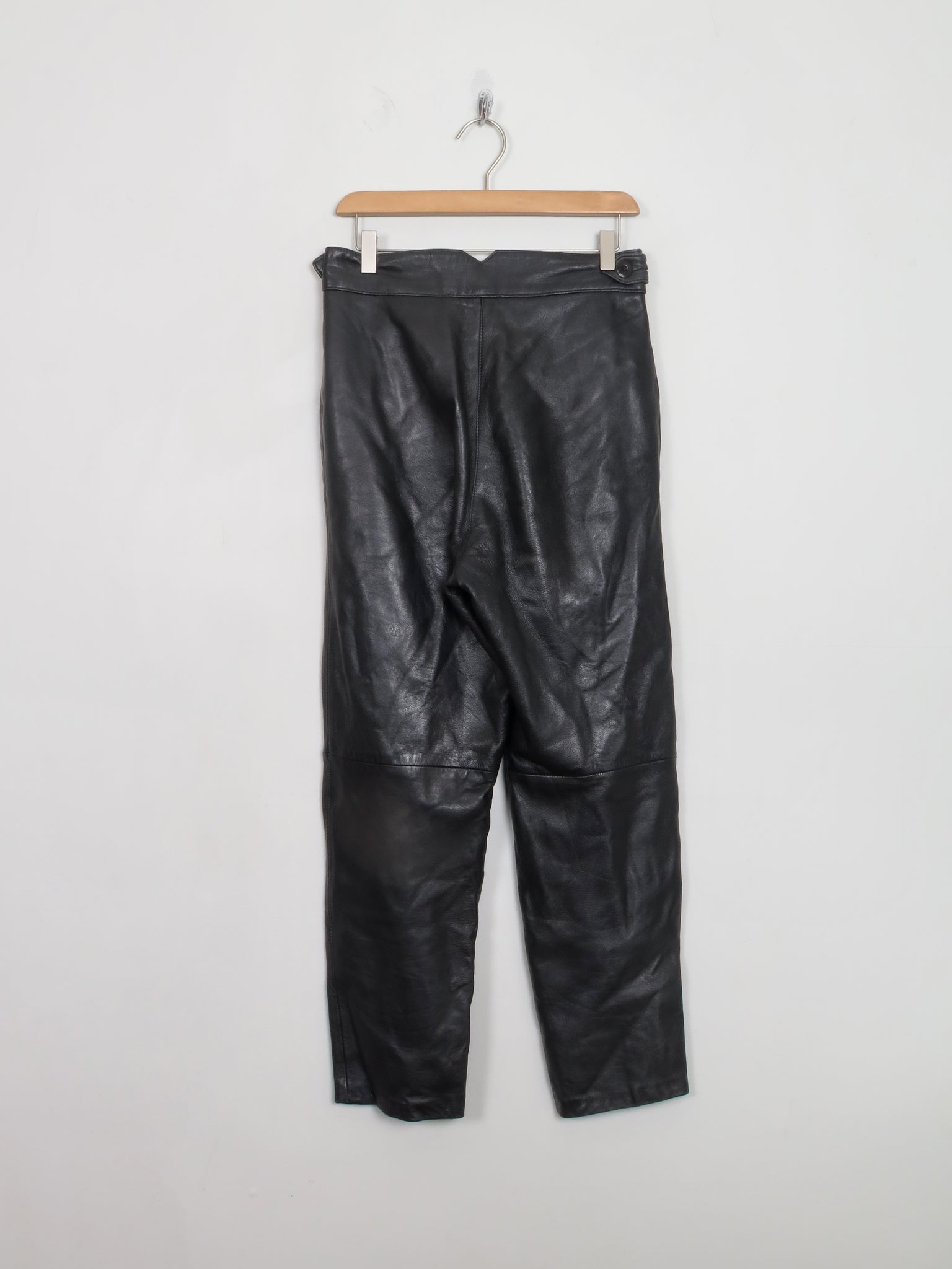 Women's Vintage Black Leather Trousers 30" W