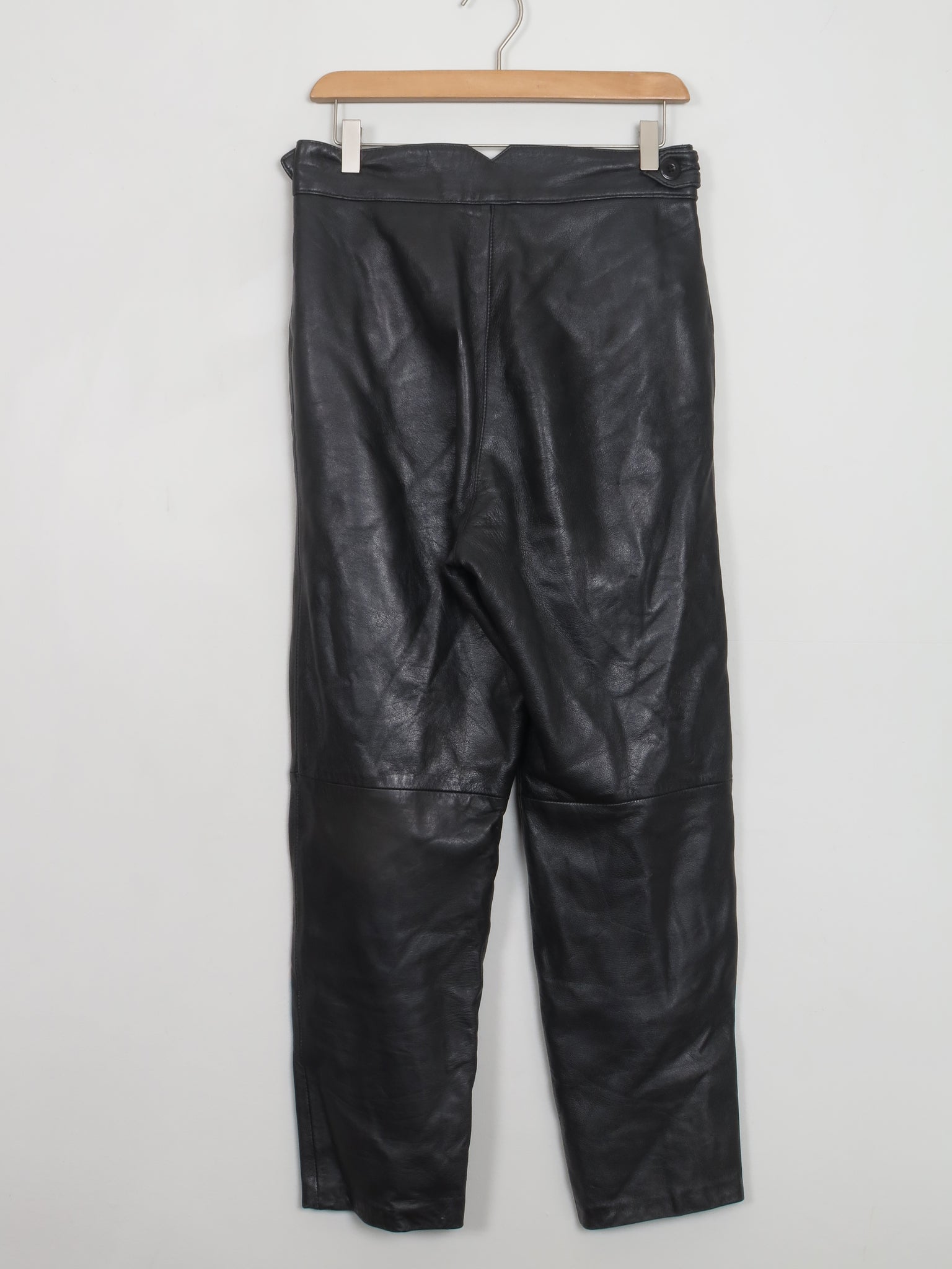 Women's Vintage Black Leather Trousers 30" W
