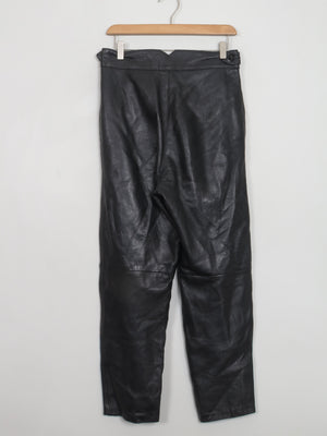 Women's Vintage Black Leather Trousers 30" W
