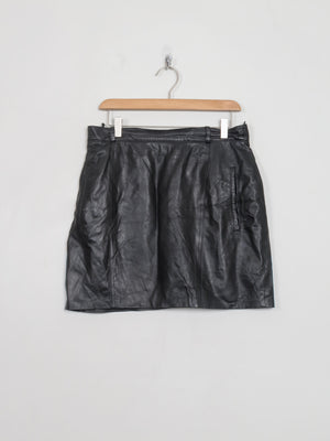 Vintage Black Leather Mini Skirt 31" W - The Harlequin