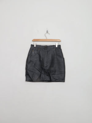 Vintage Black Leather Mini Skirt 31" W - The Harlequin