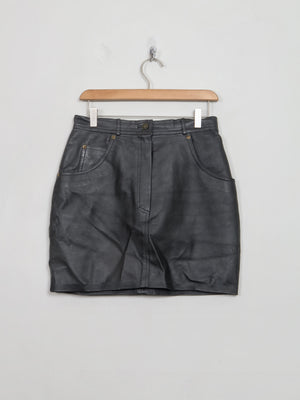 Vintage Black Leather Mini Skirt 28"W - The Harlequin