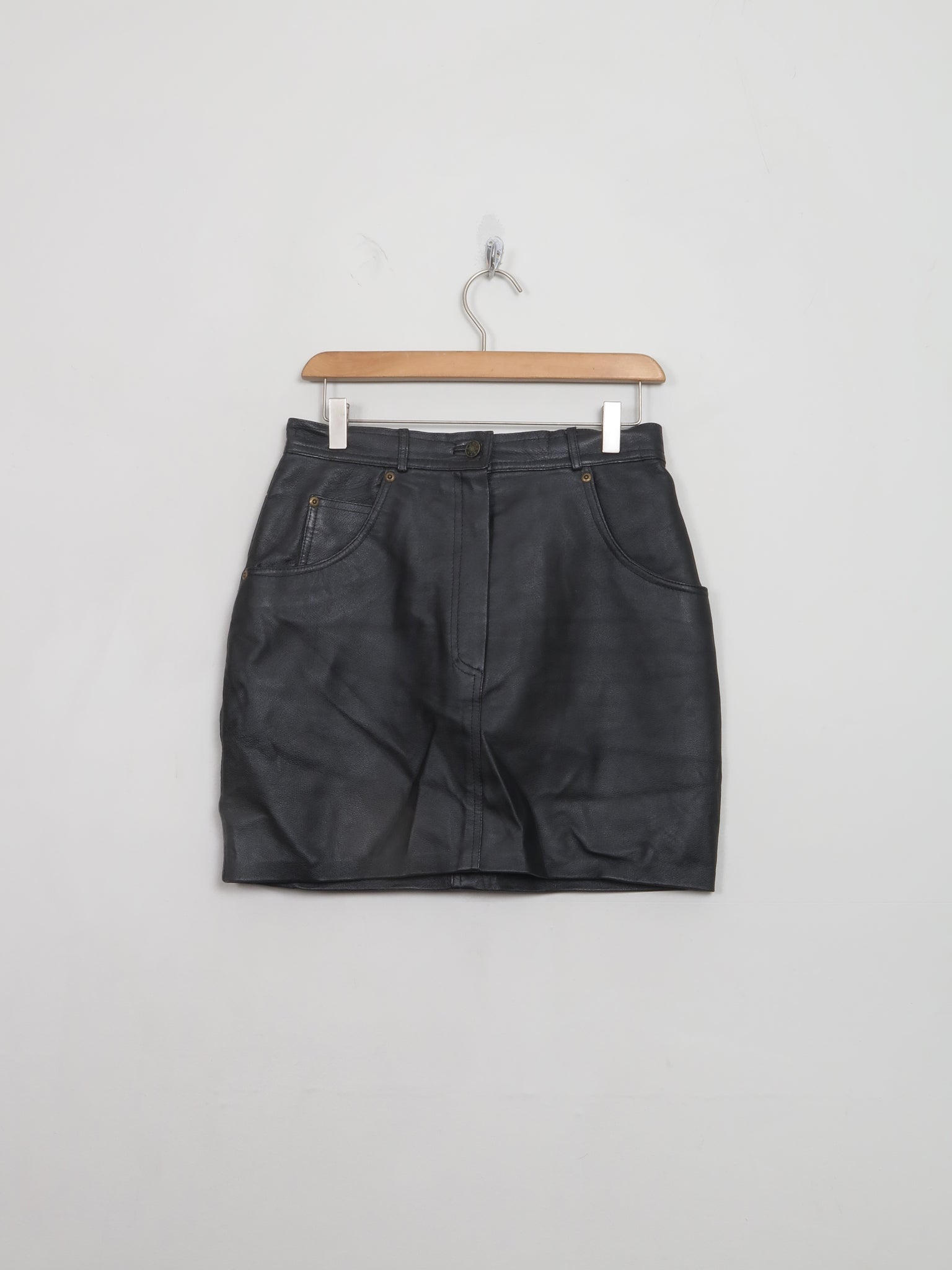 Vintage Black Leather Mini Skirt 28"W - The Harlequin