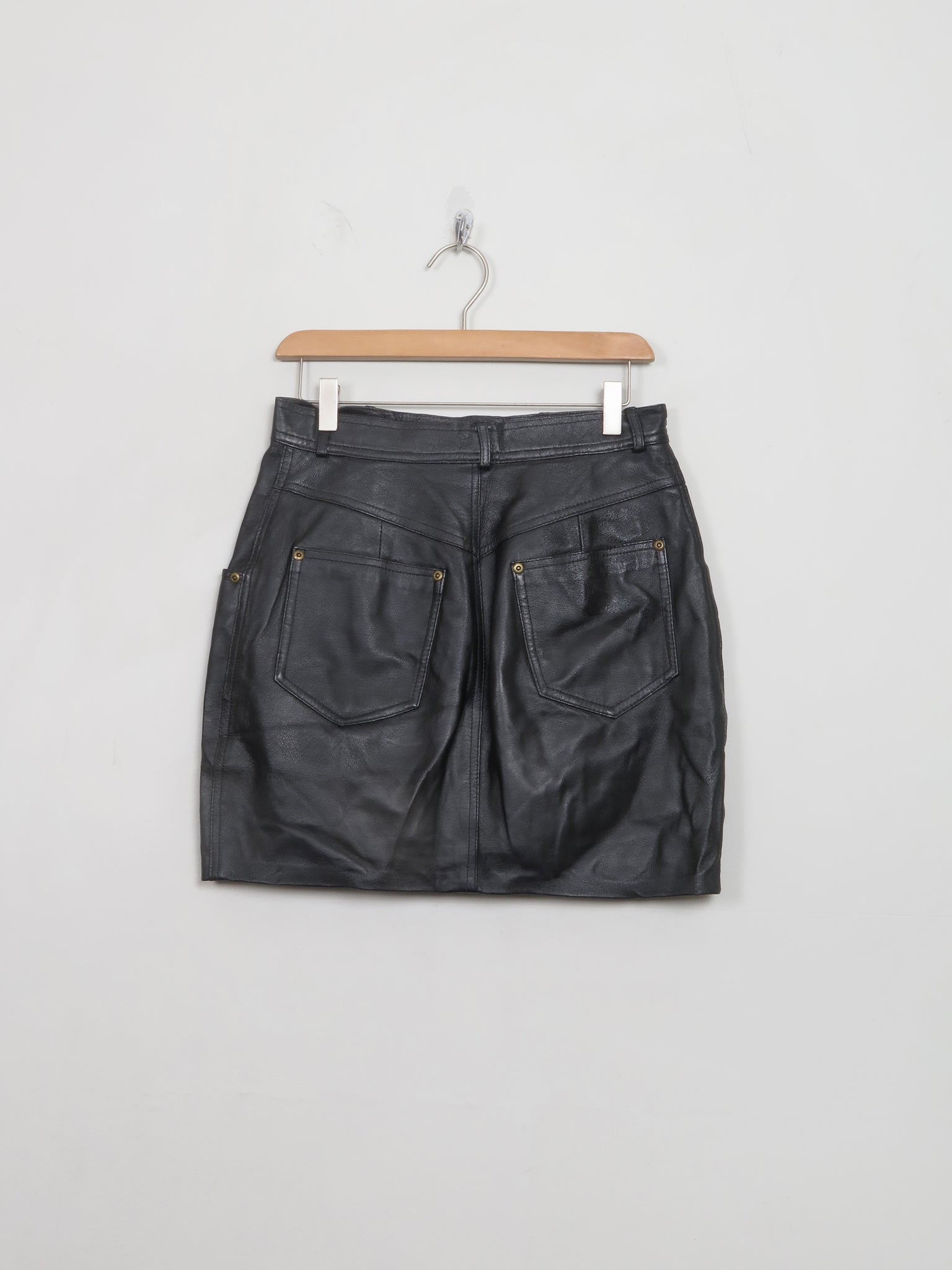 Vintage Black Leather Mini Skirt 28"W - The Harlequin