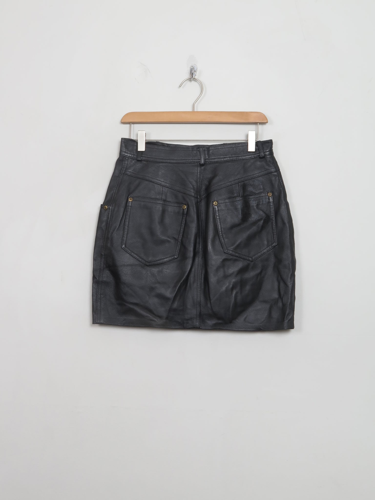 Vintage Black Leather Mini Skirt 28"W - The Harlequin