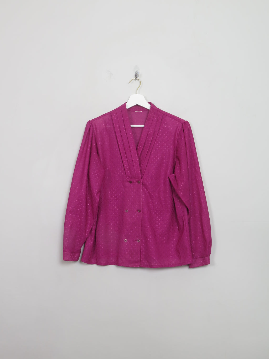 Vintage Cerise Pink Long Sleeved Blouse L