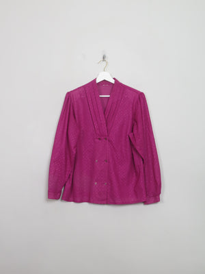 Vintage Cerise Pink Long Sleeved Blouse L