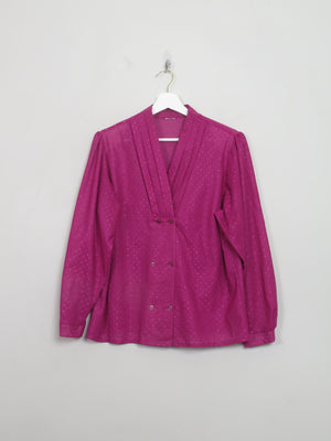 Vintage Cerise Pink Long Sleeved Blouse L