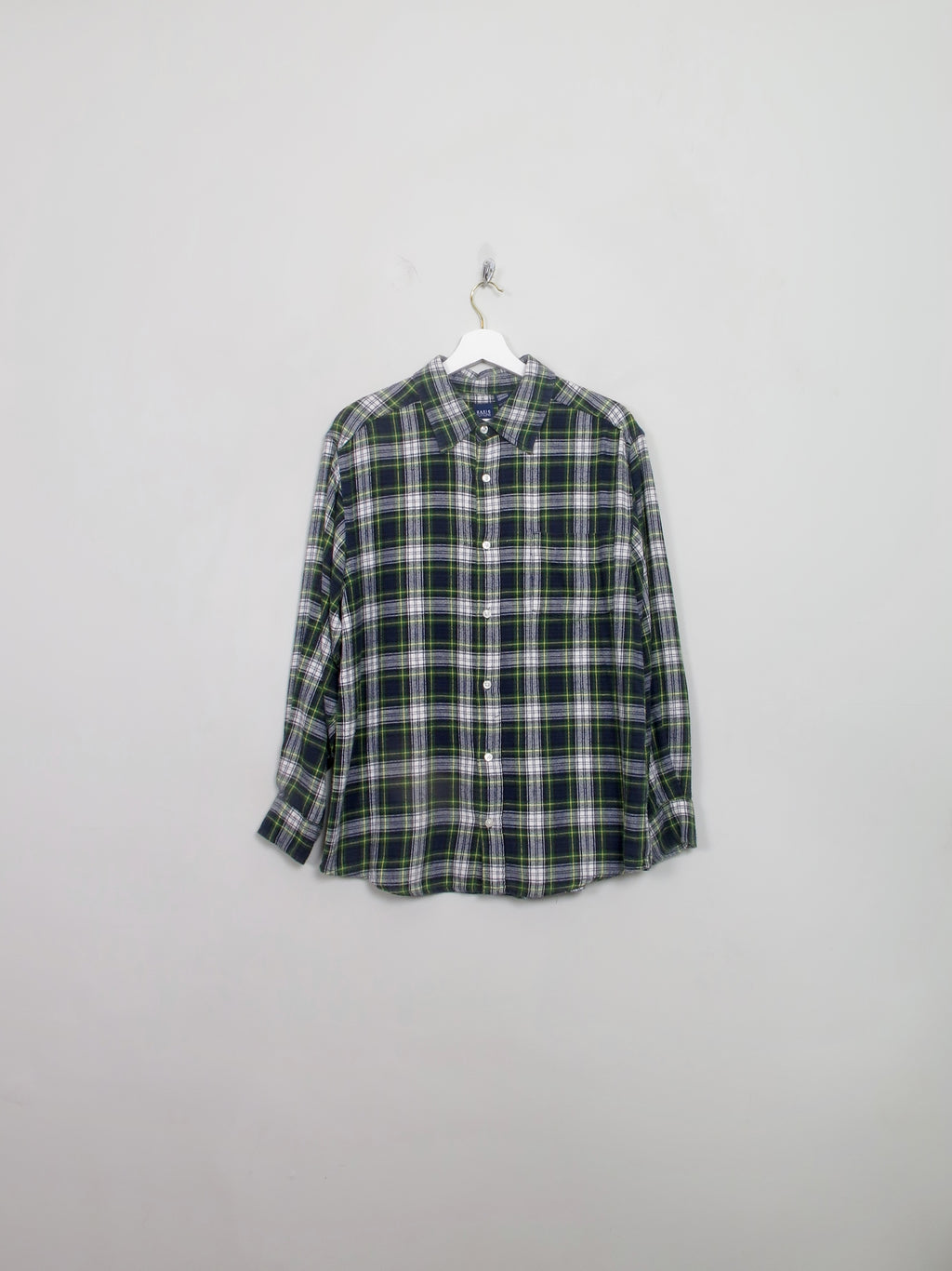 Men's Vintage Green Flannel Shirt M - The Harlequin