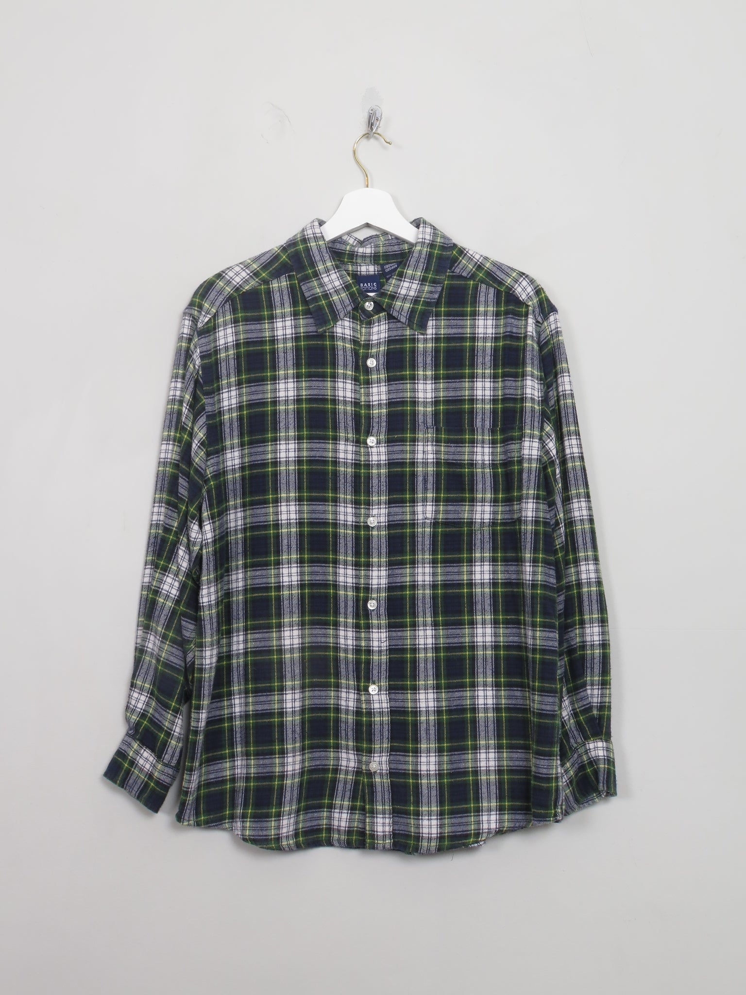 Men's Vintage Green Flannel Shirt M - The Harlequin
