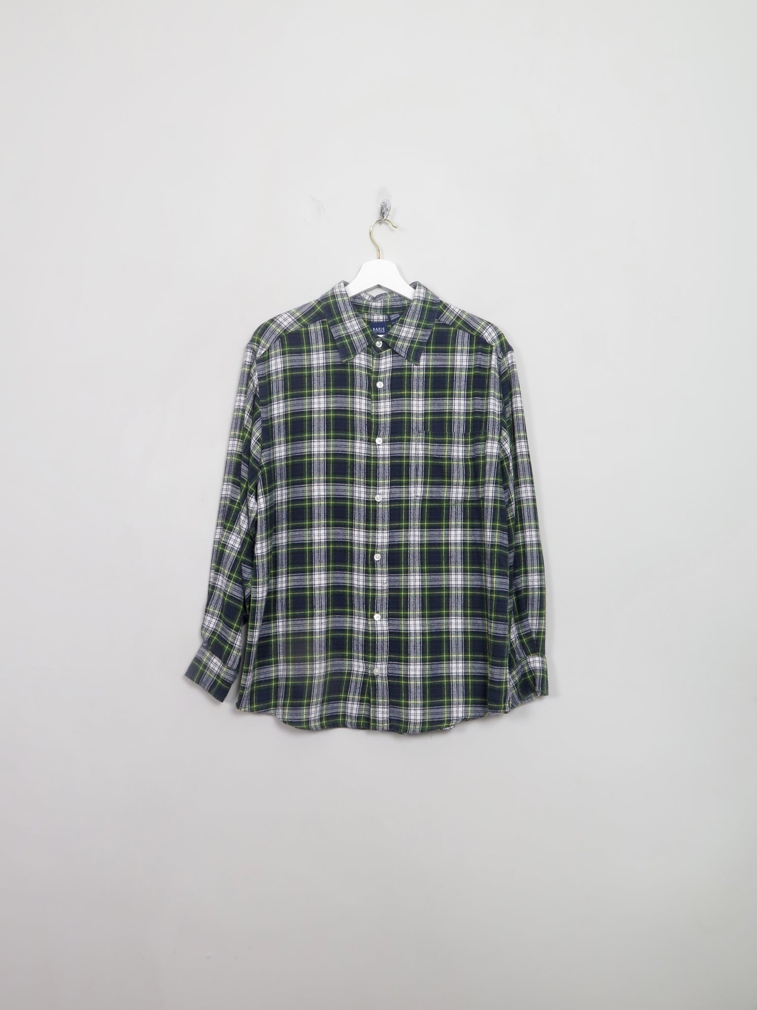 Men's Vintage Green Flannel Shirt M - The Harlequin