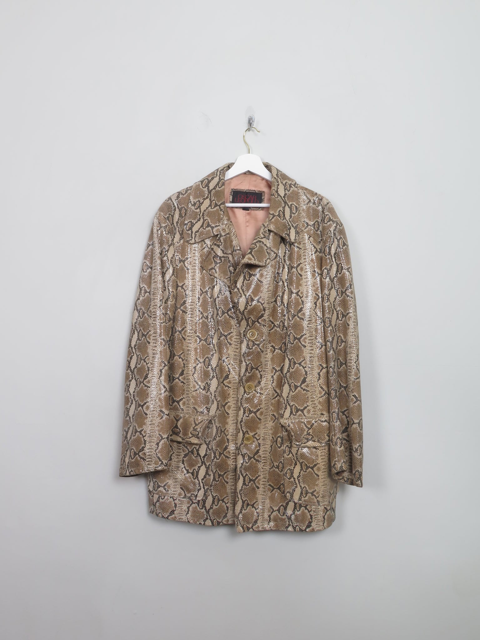 Men's Vintage Leather Snakeskin Print Jacket M - The Harlequin