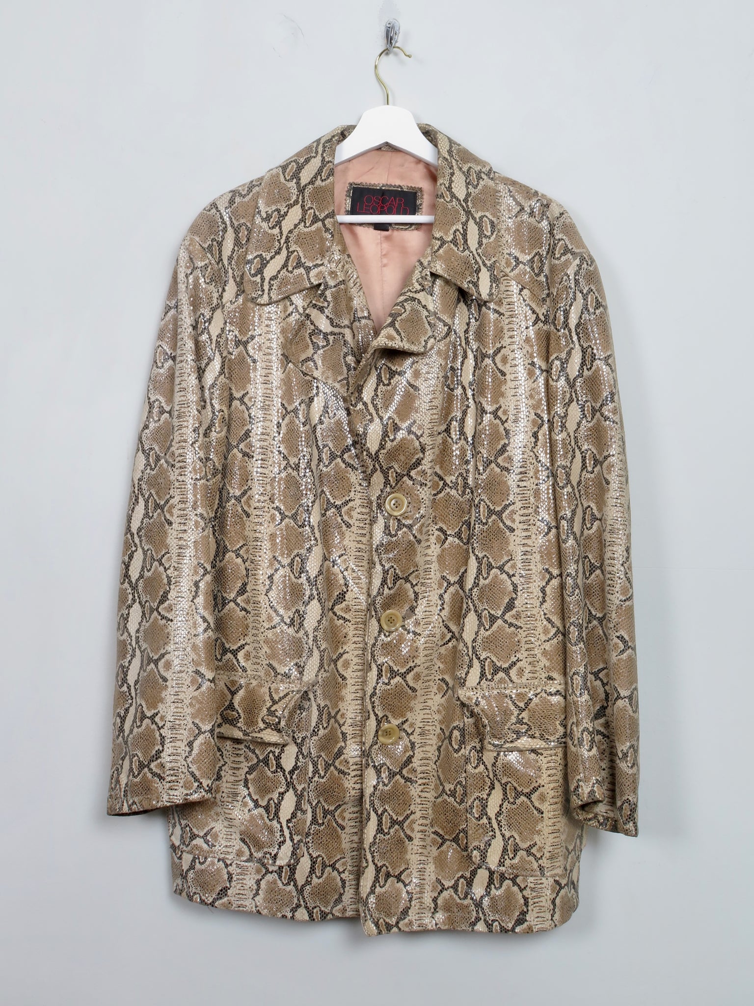 Men's Vintage Leather Snakeskin Print Jacket M - The Harlequin